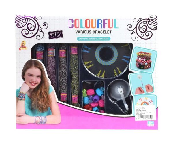 DIY Set de jucării pentru a face brățări, cu fire colorate și margele