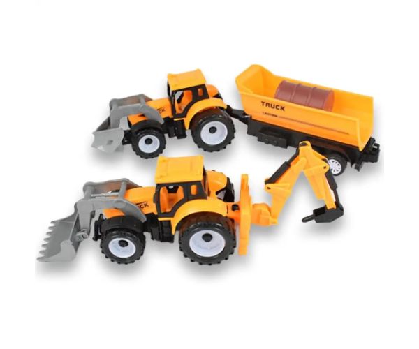 Engineering Truck: Set de utilaje din 2 părți cu tractoare, remorcă și daltă