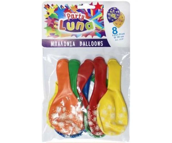 Luna: set baloane cu model artificii 8 bucăți