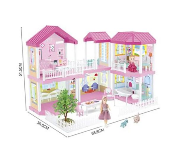 Vilă magică set de joacă cu mobilă și păpuși 68x51x39cm