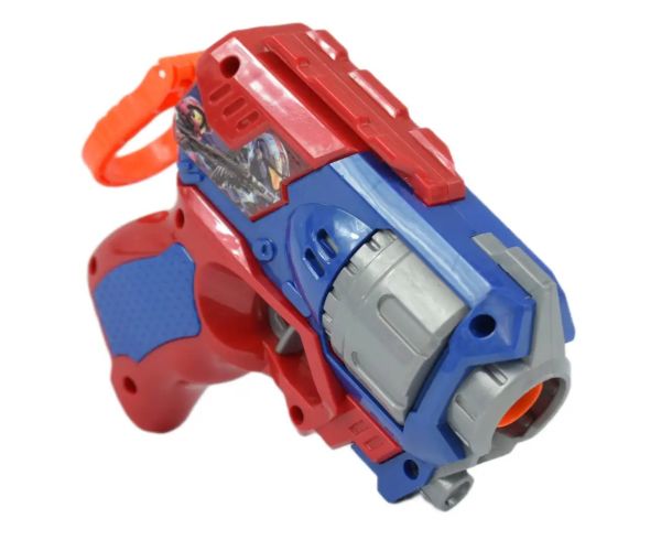 Cool Soft Bullet Gun: Pistol mic cu cartușe de culoare albastru-roșu 14cm