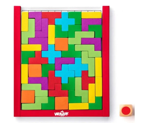Joc de puzzle Tetris din lemn colorat - Woodyland
