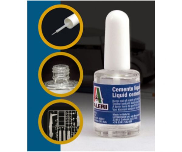 Adeziv pentru machete Italeri cu pensulă 15ml - cu pensulă subțire
