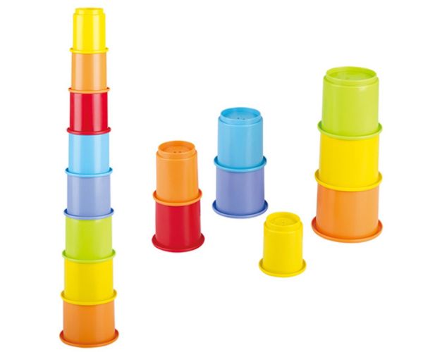 Playgo: Curcubeu jucărie de construcție pahare realizate din plastic reciclat 8 bucăți set