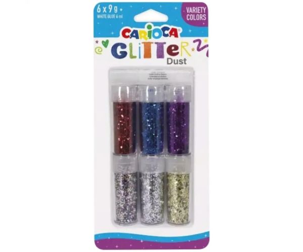 Carioca: Glitter Dust 6 bucăți set praf de sclipici în tub - Variație de culori