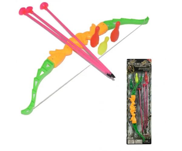 Set arc cu ventuză, săgeți și popice de bowling 46cm