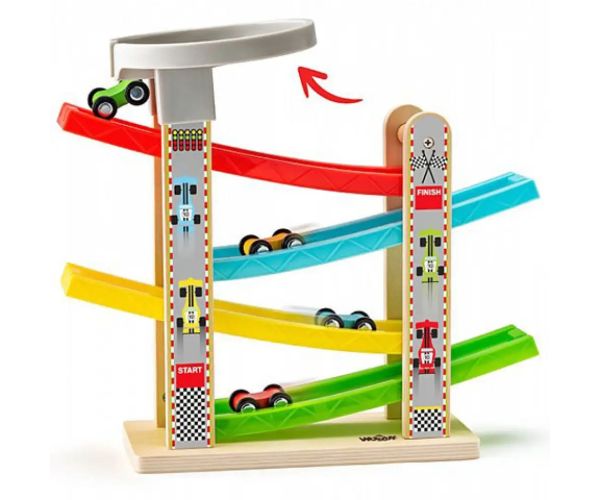 Autostradă set cu patru bucăți de mașinuță set de joacă - Woodyland