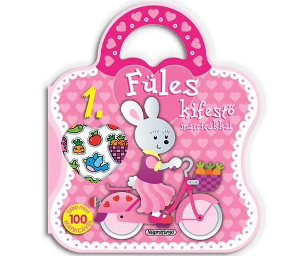 Caiet de colorat cu urechi de fată cu autocolante - 1. Bicicletă