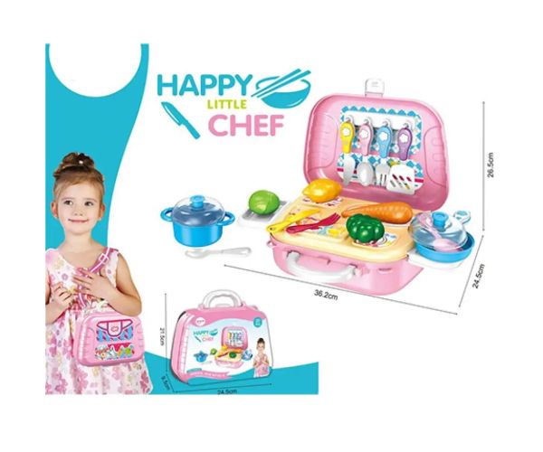 Set de bucătărie transportabilă pink valiză 21 bucăți set