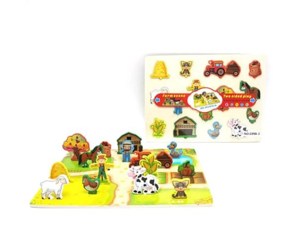 Animalele fermei lemn puzzlă formă bilateral