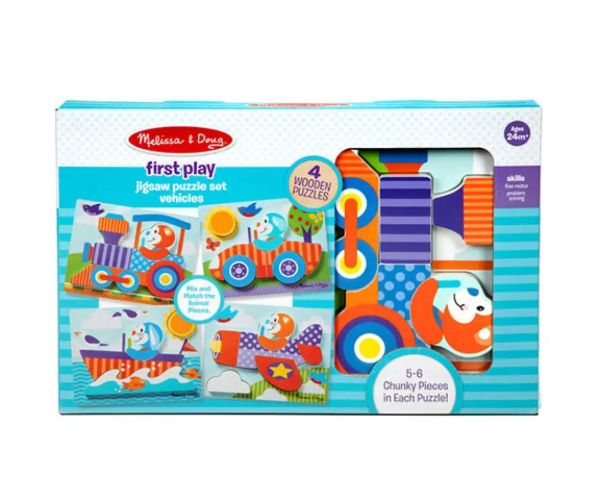 Vehicule lemn puzzle uriaș - Melissa & Doug