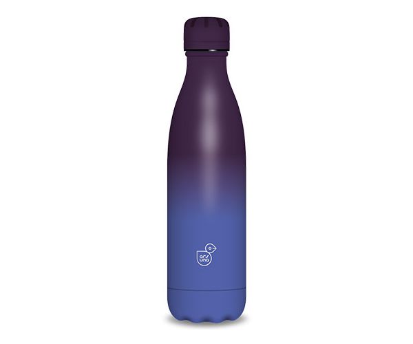 Albastru-mov sticlă de apă metalică cu pereti dubli 500ml