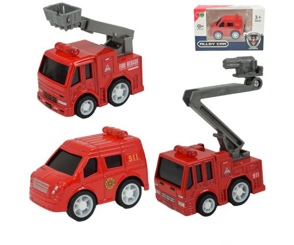 Alloy Car: Mașină de pompieri în diverse versiuni 5cm
