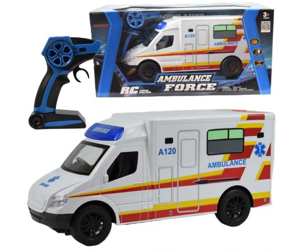 Ambulance Telecomanda RC Ambulanta alba cu efecte de lumina 2.4GHz Scara 1/12 30cm