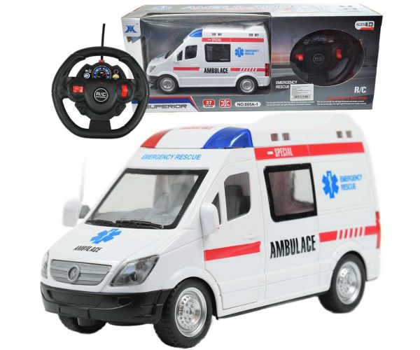 Ambulanță cu efecte de lumină cu telecomandă RC Scara 1/48 27 MHz 23cm