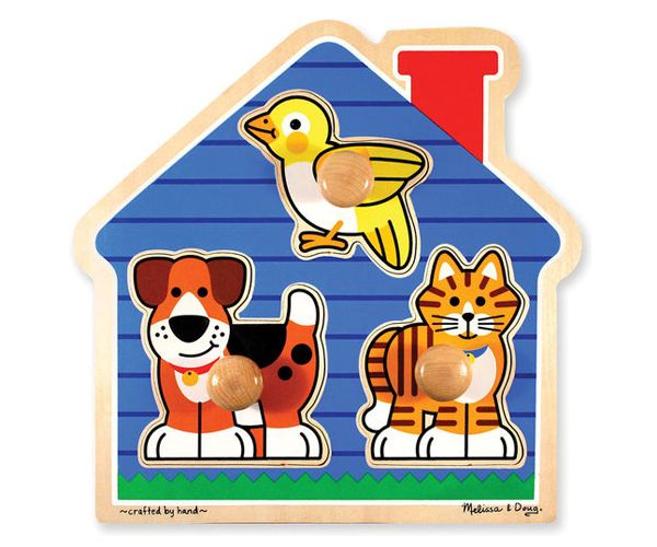 Kiskedvencek fa puzzle fogantyúval - Melissa & Doug