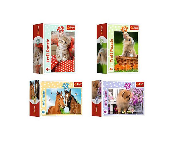 Animale simpatice 54 bucăți mini puzzle 4 variante - Trefl