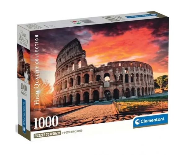 Apus de soare la Roma, puzzle HQC de 1000 de piese cu poster - Clementoni