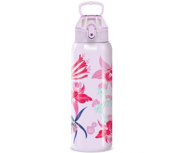 Ars Una: 3D Beach Flowers bidon metalic mov cu pereți dubli 700 ml