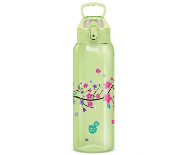 Ars Una: 3D Beach Flowers, bidon verde cu flori, fără BPA, 700 ml