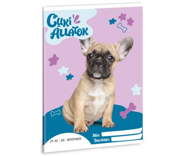 Ars Una: Animale Drăguțe - Caiet cu pătrățele Bulldog Francez A/5 27-32