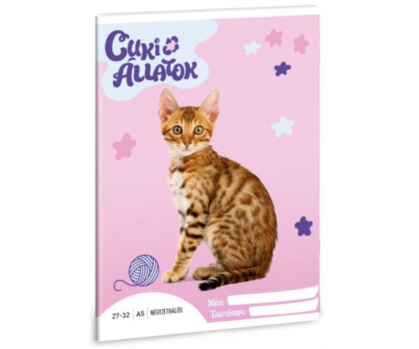Ars Una: Animale Drăguțe - Caiet cu pătrățele cu Pisică Bengală A/5 27-32