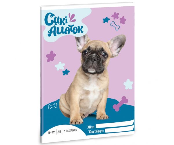 Ars Una: Animale drăguțe - Bulldog francez caiet liniat pentru clasa a 2-a A/5