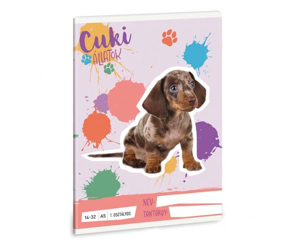 Ars Una: Animale drăguțe - Carnet cu linii A/5 pentru clasa I, teckel harlequin, 14-32