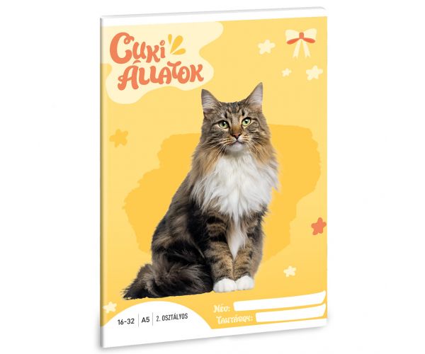 Ars Una: Animale drăguțe - Pisica norvegiană caiet liniat pentru clasa a 2-a A/5