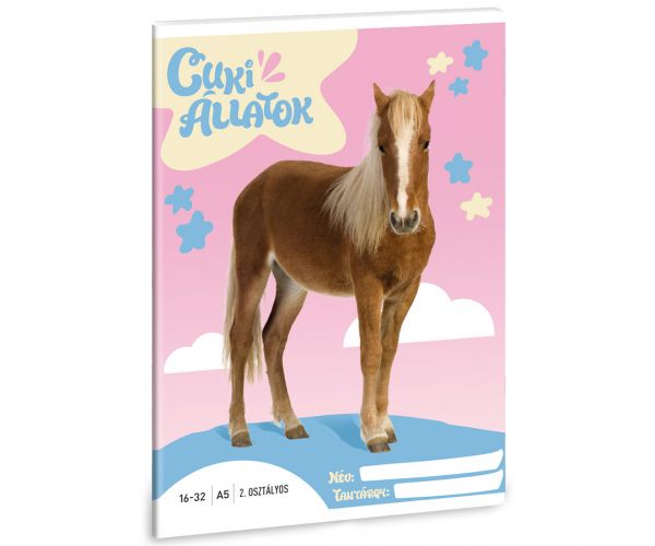 Ars Una: Animale drăguțe - Ponei Palomino caiet liniat pentru clasa a 2-a A/5