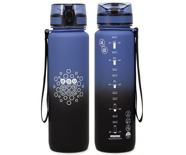 Ars Una: Bidon motivațional mat, cu gradient, fără BPA - 1000 ml - Noapte furtunoasă