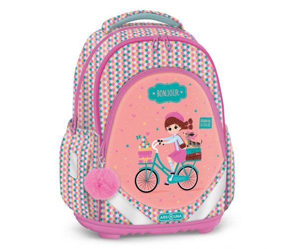 Ars Una: Bonjour ghiozdan școlar anatomic, rucsac 33×43×22 cm