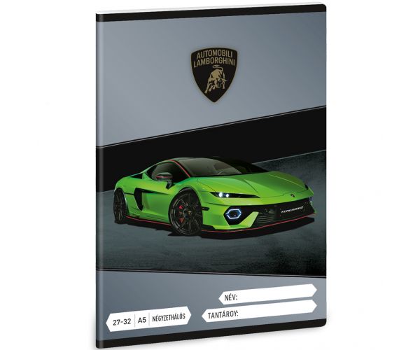 Ars Una: Caiet cu pătrățele cu imprimeu Lamborghini verde A5 27-32