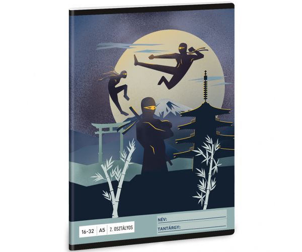 Ars Una: Caiet tip 1 cu linii pentru clasa a II-a, Ninjas in the dark, format A5, 16-32