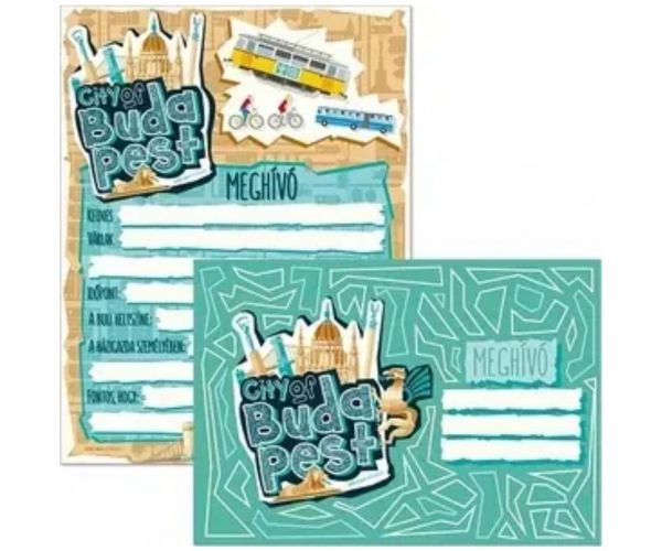 Ars Una: City of Budapest invitație de petrecere cu plic, set de 10 bucăți