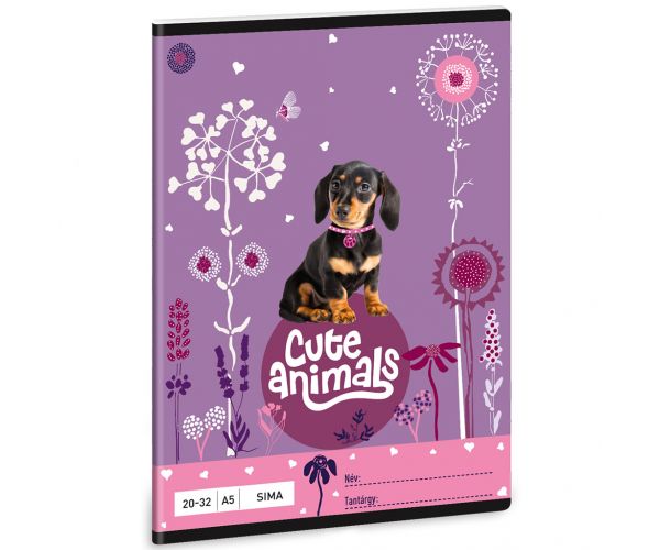 Ars Una: Cute Animals - Caiet cu coperți netede cu cățeluș teckel A/5