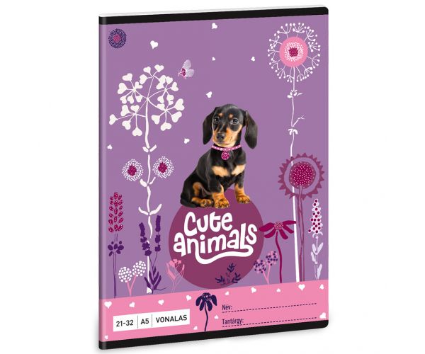 Ars Una: Cute Animals - Caiet cu linii cu cățeluș teckel A/5
