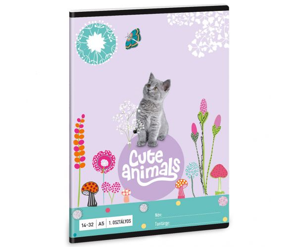 Ars Una: Cute Animals - Kitten caiet liniat pentru clasa 1 A/5