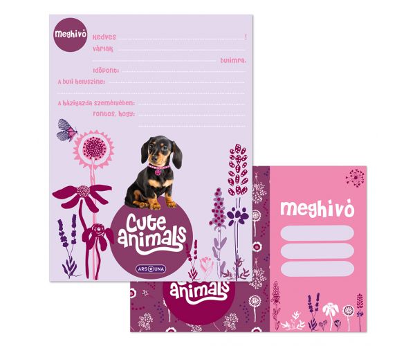 Ars Una: Cute Animals - Set de 10 invitații cu pui de pisică, cu plicuri.