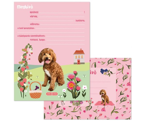 Ars Una: Cute Animals invitație de petrecere cu cățeluși cu plic, set de 10 bucăți