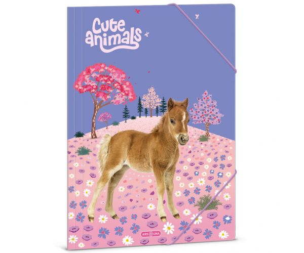 Ars Una: Cute animals - Horse dosar cu elastic cu cai, format A4