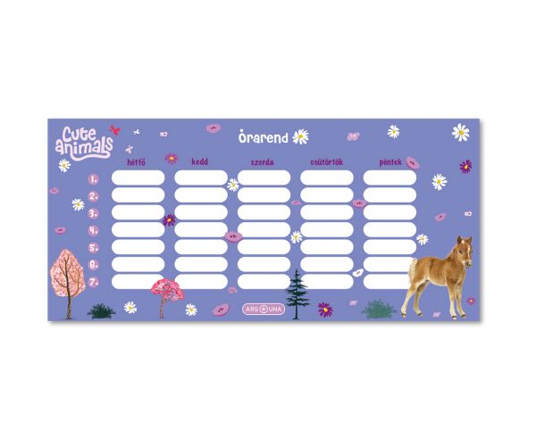 Ars Una: Cute animals - Horse orar pe o singură pagină, față-verso