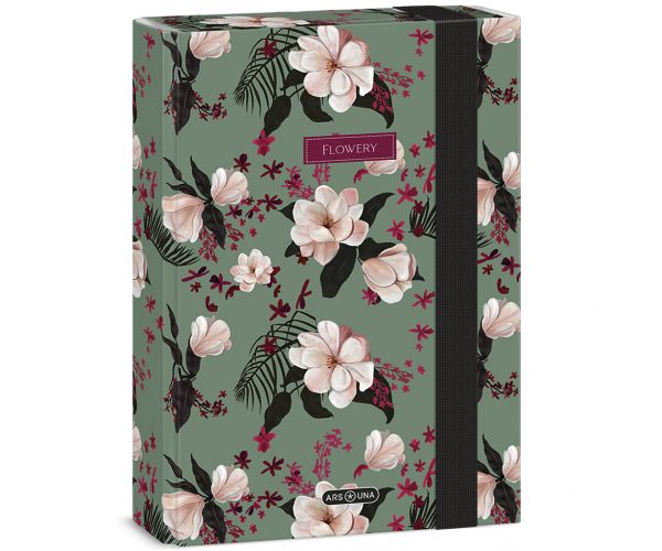Ars Una: Cutie pentru caiete A/5, verde cu flori
