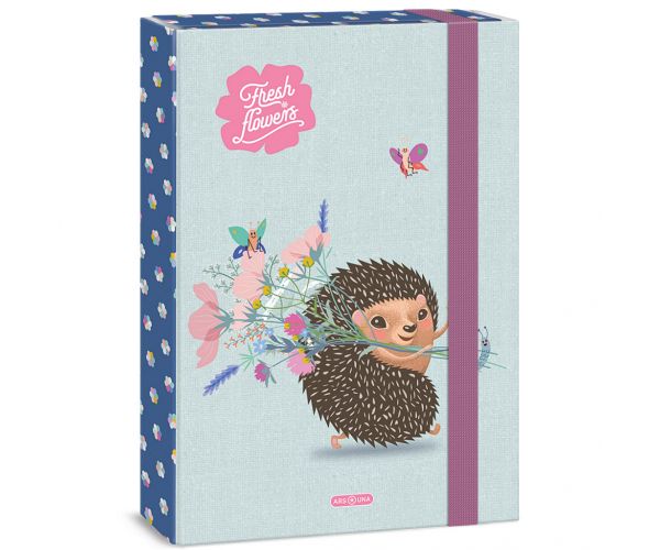 Ars Una: Cutie pentru caiete A4 „Flori proaspete” cu imprimeu cu arici