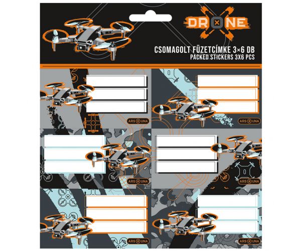 Ars Una: Drone X etichete pentru caiete, 3x6 buc.