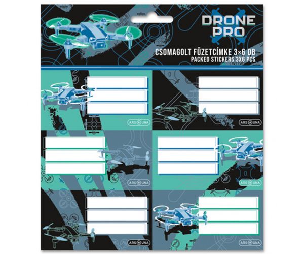 Ars Una: Etichete pentru caiete Drone Pro ambalate 3x6 bucăți