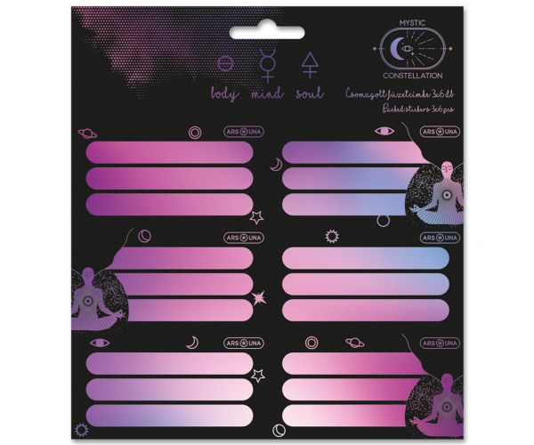 Ars Una: Etichete pentru caiete Mystic Constellation, pachet de 3x6 bucăți