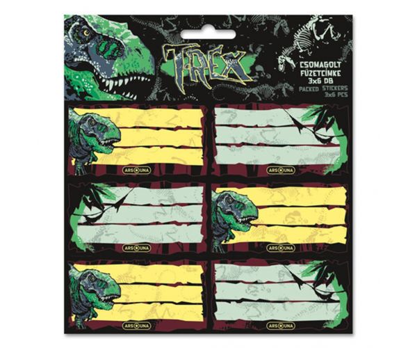 Ars Una: Etichete pentru caiete T-Rex, set de 3x6 bucăți