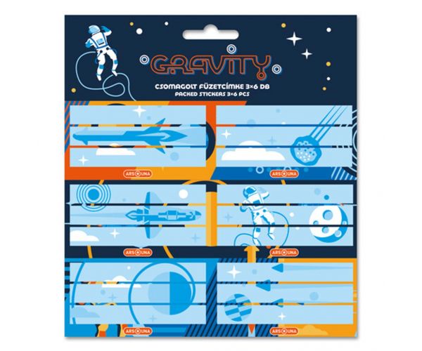 Ars Una: Etichete pentru caiete cu model de navă spațială Gravity, pachet de 3x6 bucăți