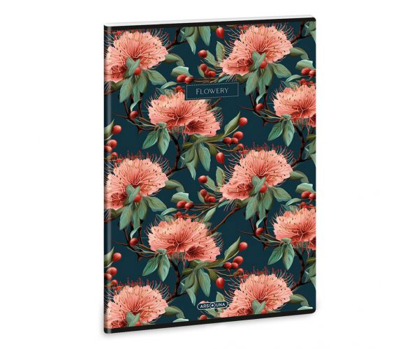 Ars Una: Flowery Green caiet cu pătrățele cu spirală A/4